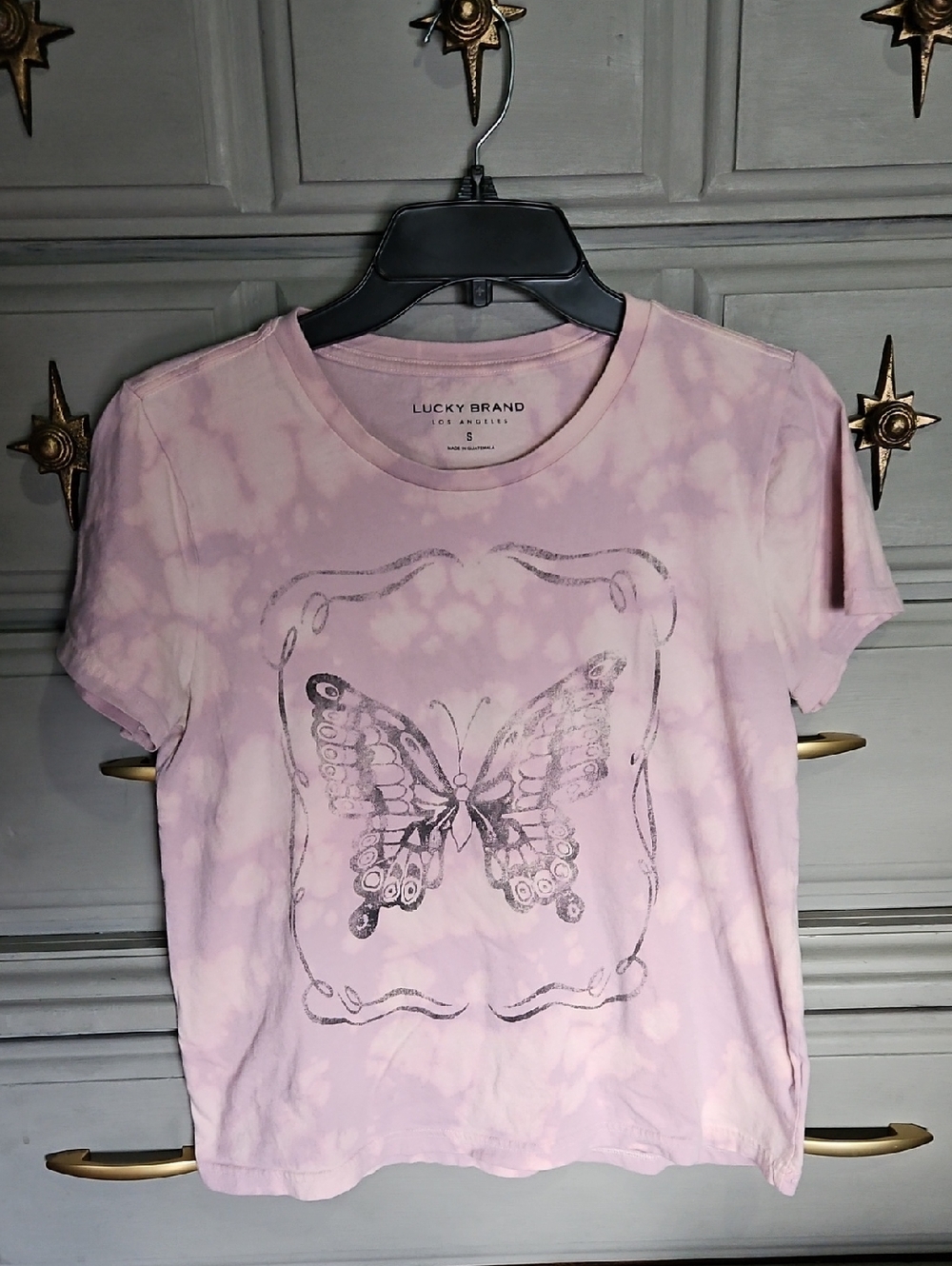 Lucky Brand Lavender Tie-Dye Butterfly Tee